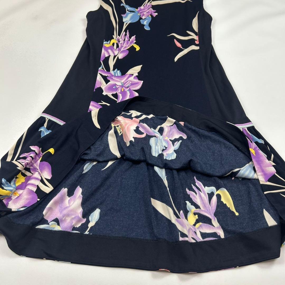 P482 美品 M レオナール 近年モデル カンカン素材 ワンピース レディース