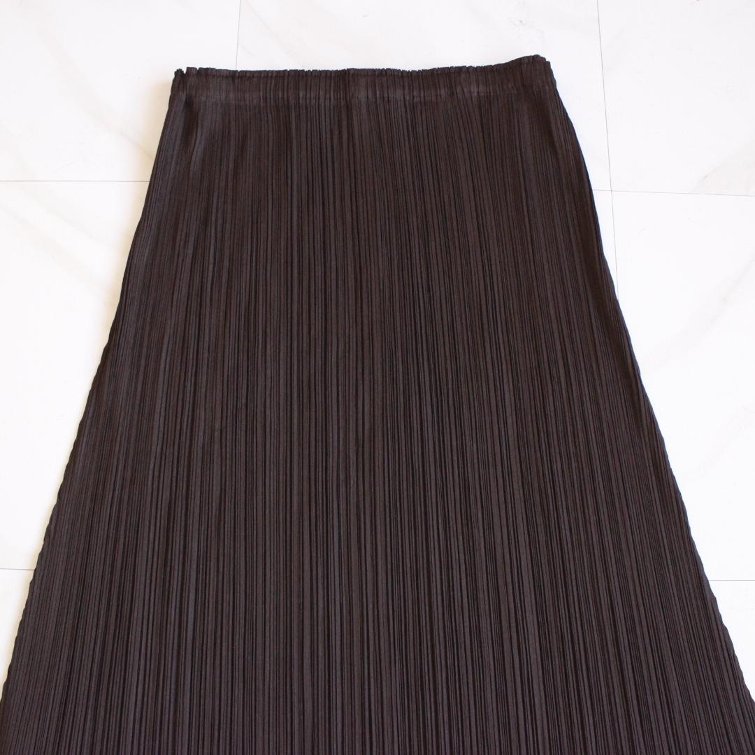 PLEATS PLEASE ロングスカート フリル ダークブラウン Lサイズ