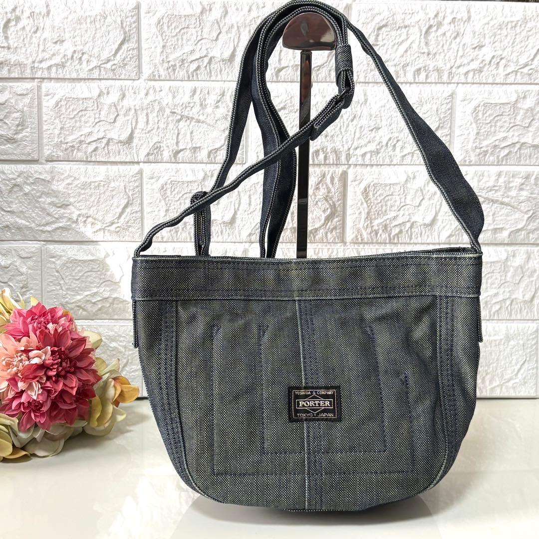 希少 PORTER DEEPER ショルダーバッグ デニム地 斜め掛け 廃盤品