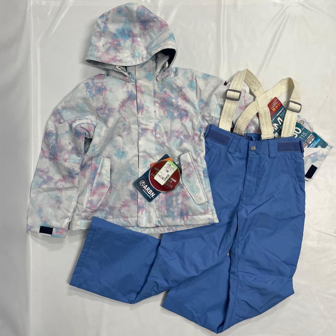 ARBN 白×青 スキーウェア 上下セット 130cm AB33WW1406J