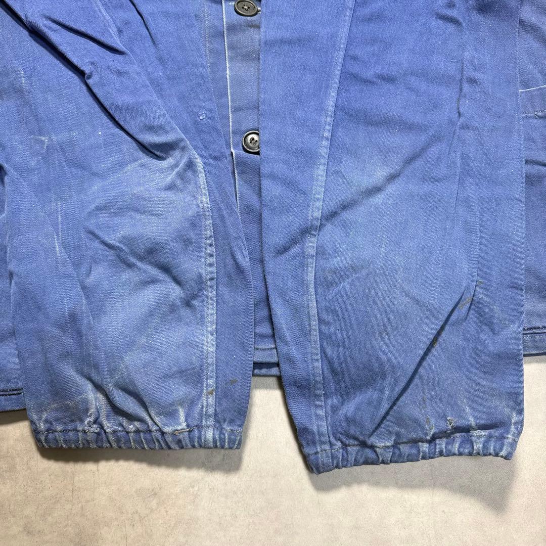 J*s様 70〜80s フレンチワーク ノーカラージャケット ブルー Lサイズヴ