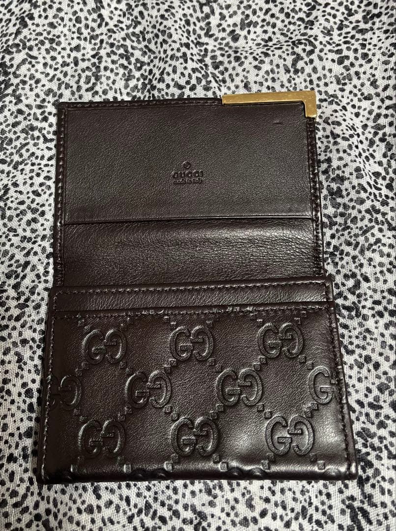 GUCCI ユニセックス名刺入れ　ダークブラウン　GGパターン