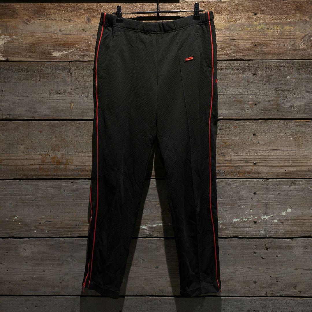 ビンテージ　80s　PUMA　セットアップ　トラックジャケット　刺繍　ブラック