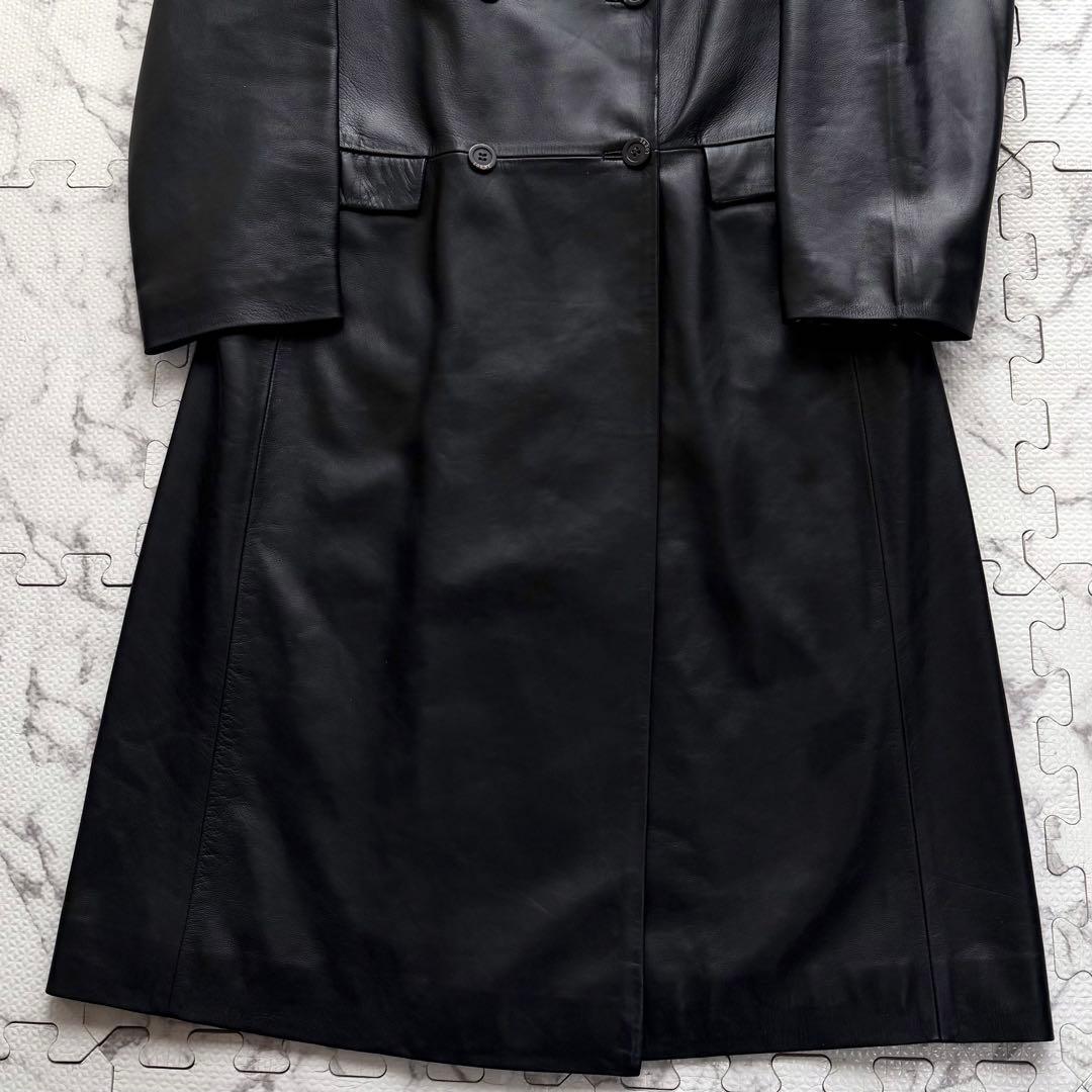 極美品✨LOEWE MADRID ラムナッパレザー ダブルチェスターコート 黒