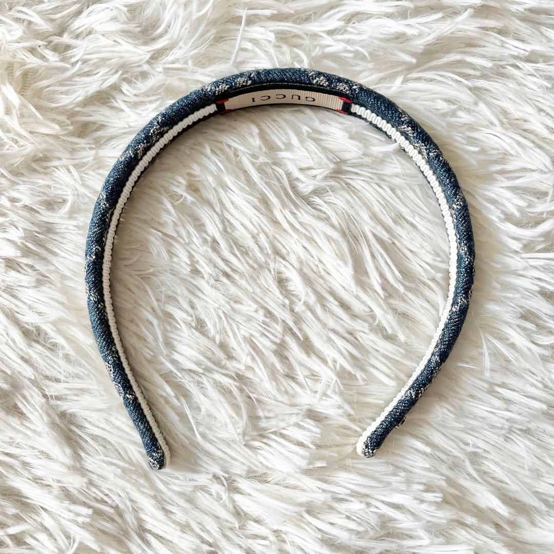 GUCCI エコ ウォッシュドデニム ヘアバンド　GG ジャカード　デニム