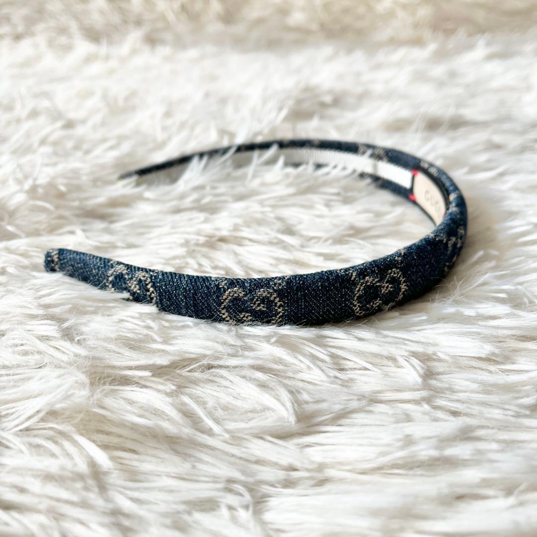 GUCCI エコ ウォッシュドデニム ヘアバンド　GG ジャカード　デニム