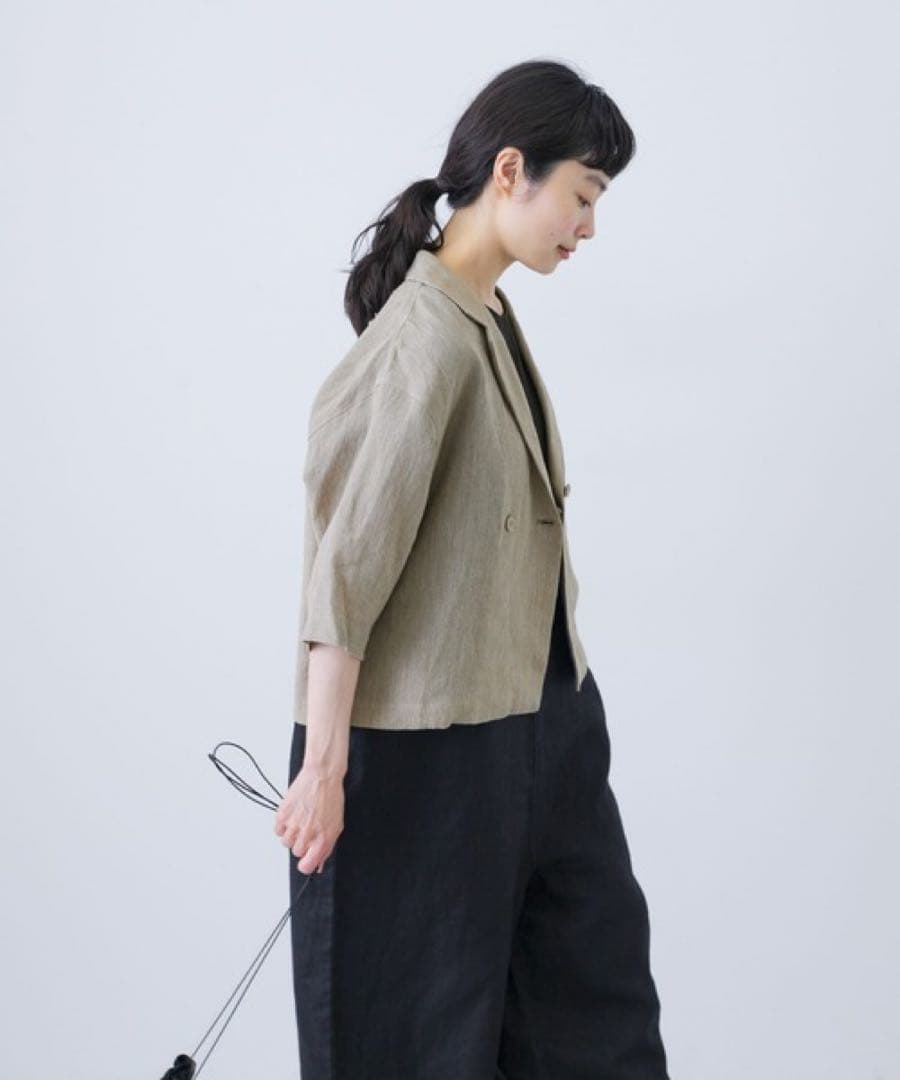 かぐれ　リネンハーフスリーブジャケット　ナチュラル　2025SS