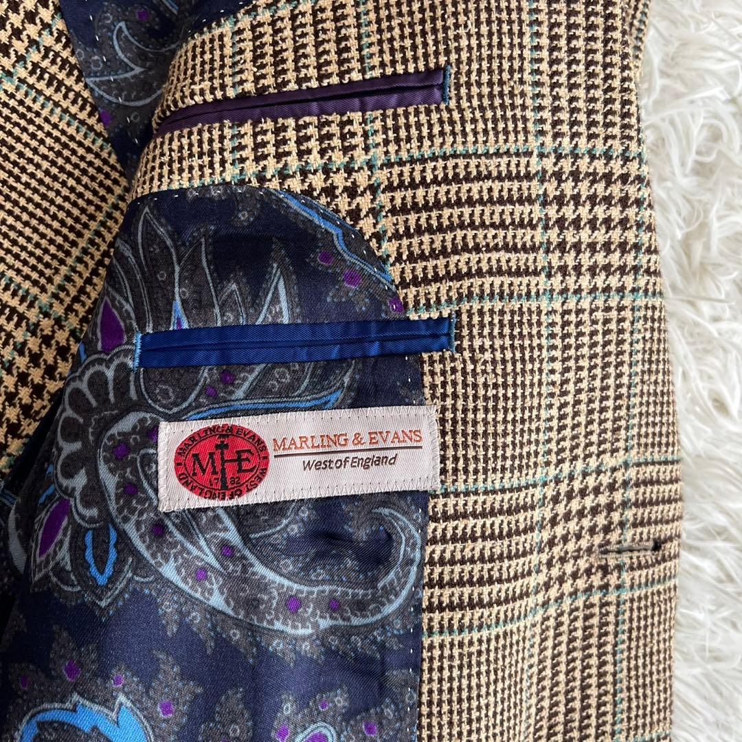 【美品】ポールスミス　ジャケット　ツイード　チェック　ペイズリー　シルク　M