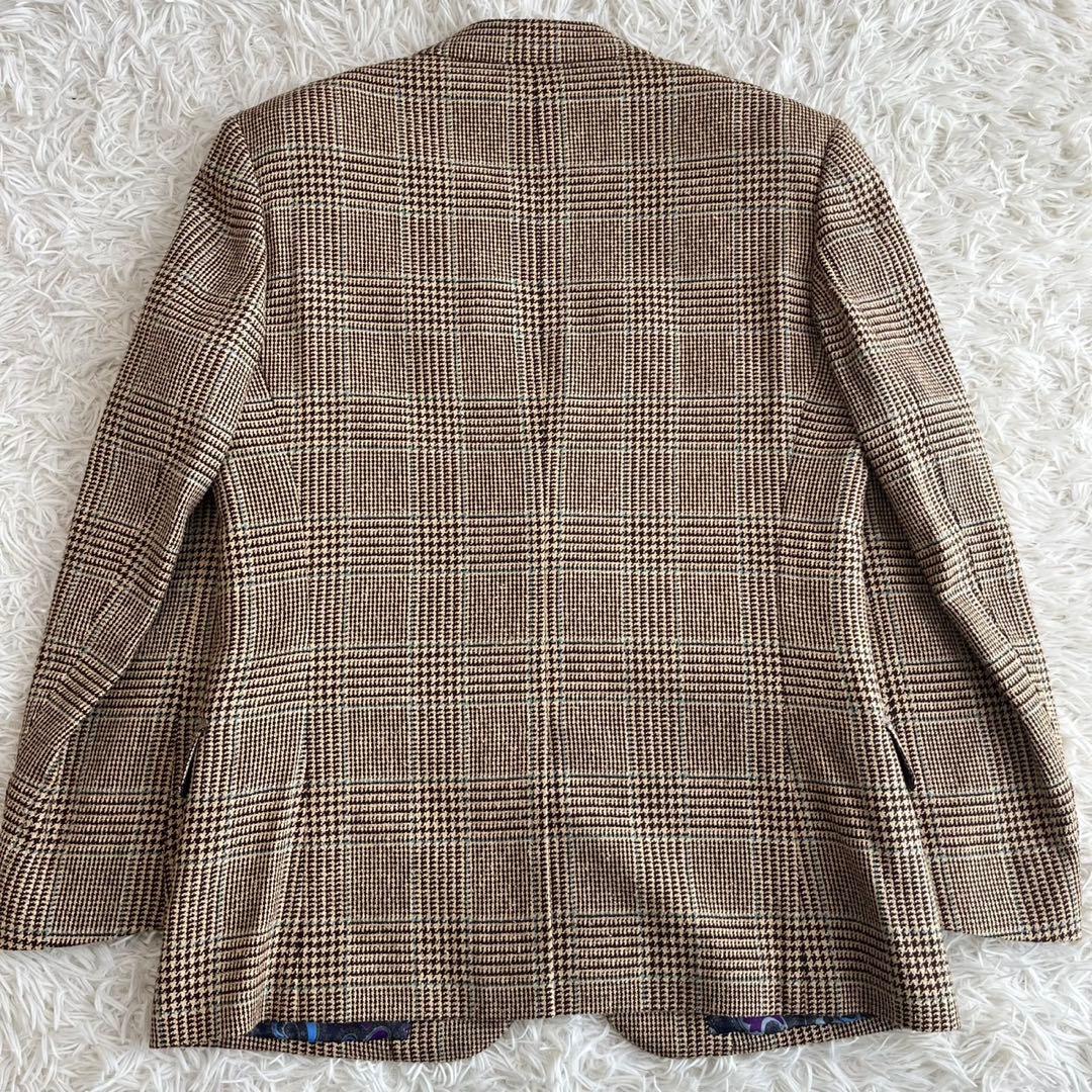 【美品】ポールスミス　ジャケット　ツイード　チェック　ペイズリー　シルク　M