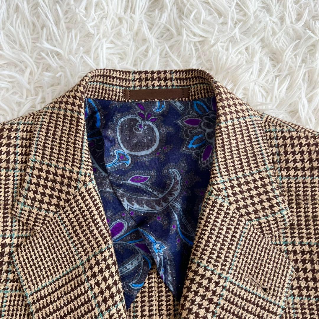 【美品】ポールスミス　ジャケット　ツイード　チェック　ペイズリー　シルク　M