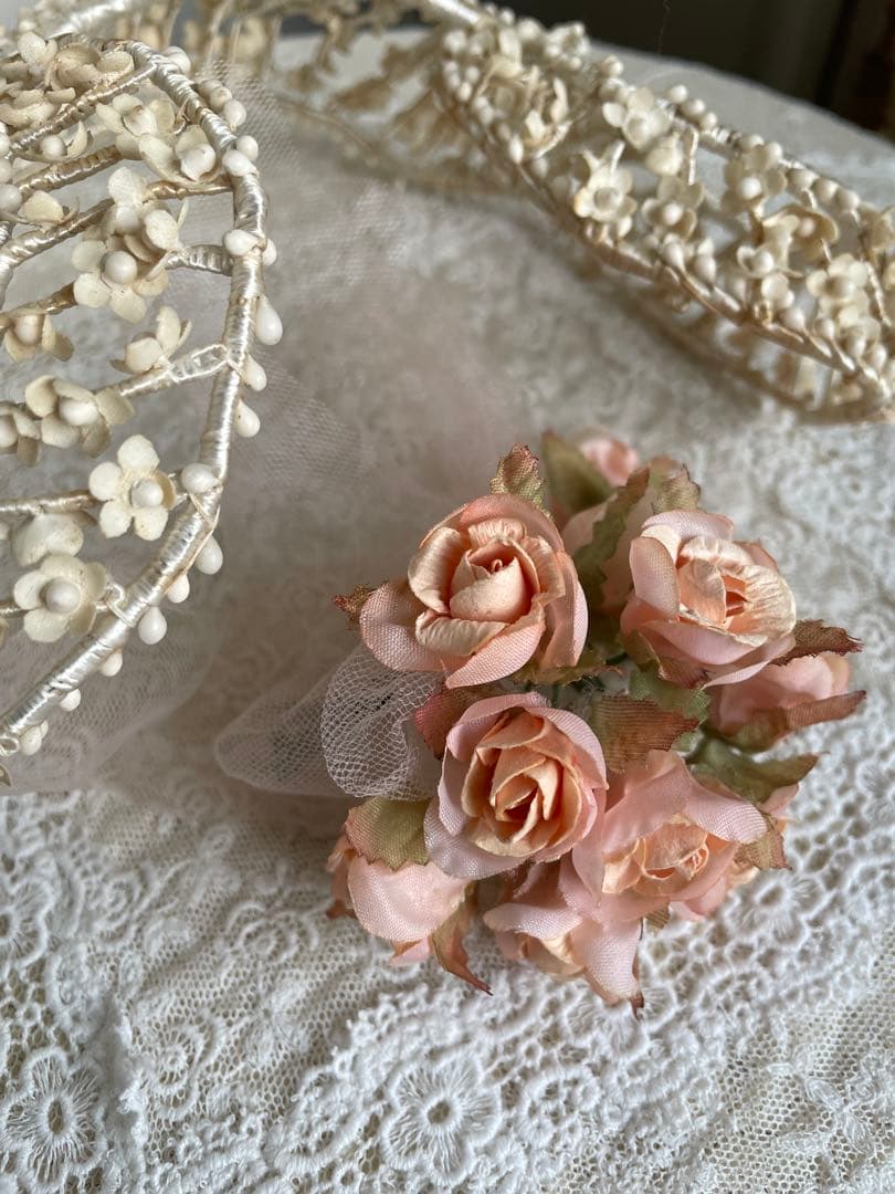 フランスアンティーク 〜❤︎ ヘッドドレス 布花 ❤︎〜 アンティークレース