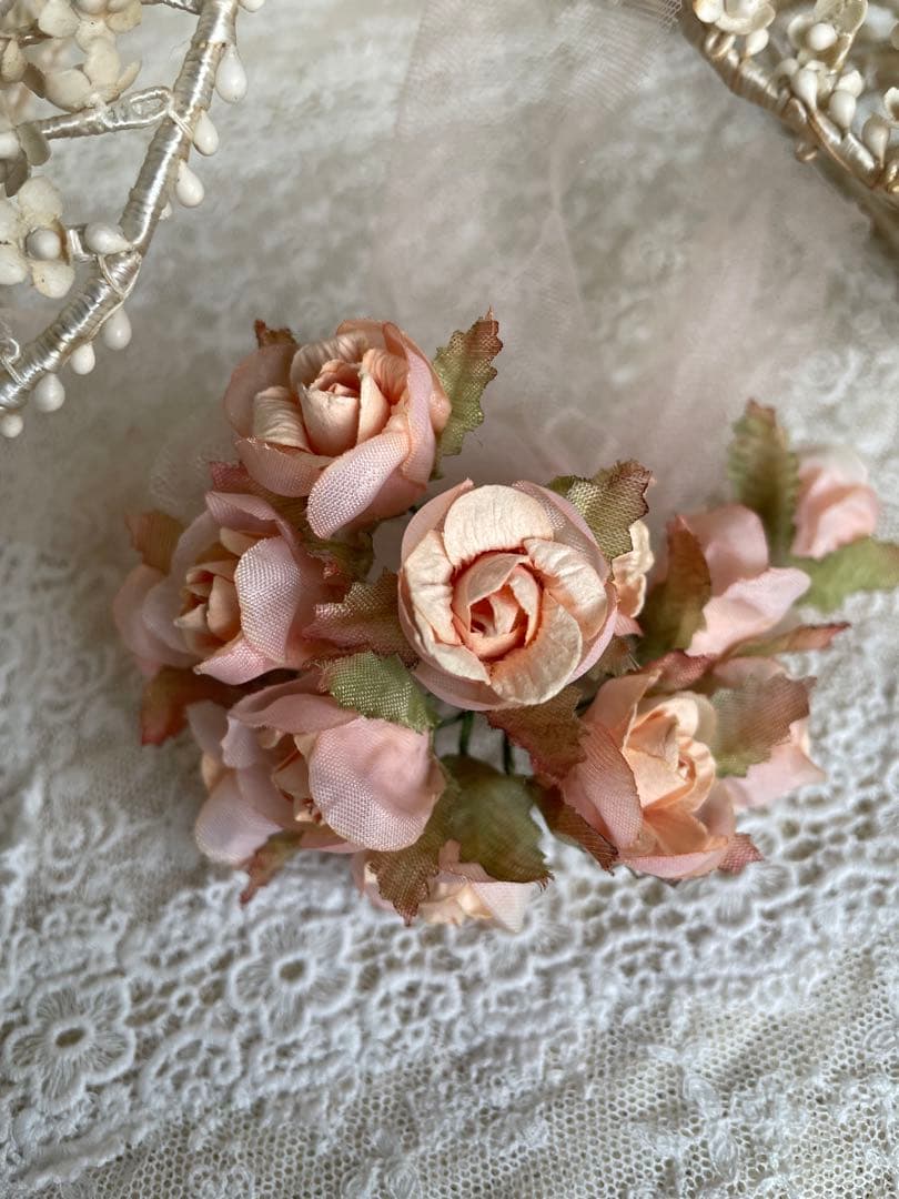 フランスアンティーク 〜❤︎ ヘッドドレス 布花 ❤︎〜 アンティークレース