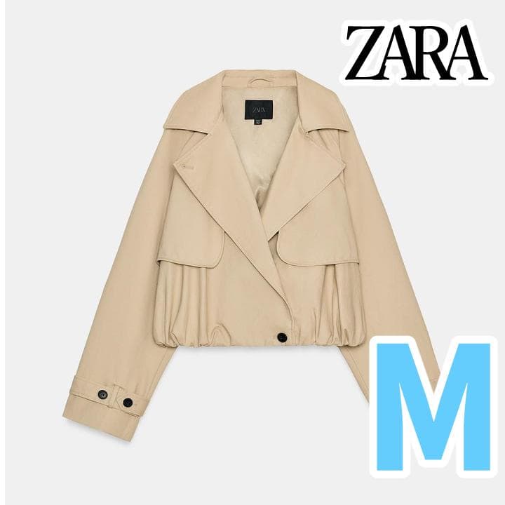 Coo【新品】 ZARA ショートバルーントレンチコート コムギ色 M