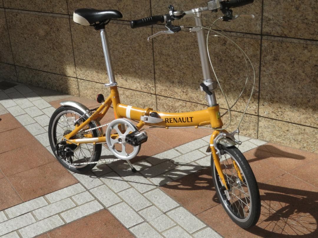 RENAULT 折りたたみ自転車 イエロー16\" 外装6段ギア　おまけ付き