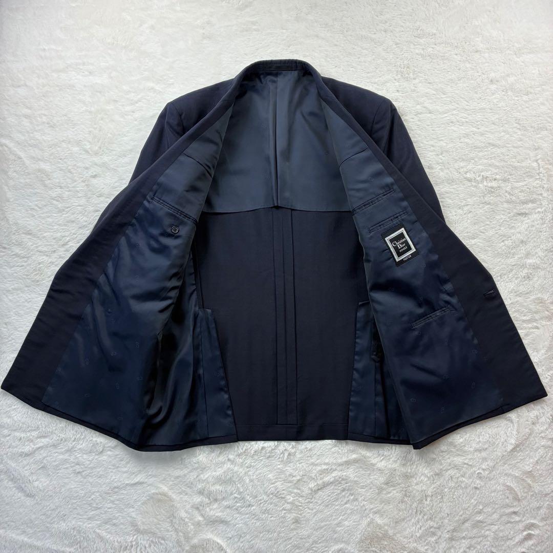 【極美品】 Dior 紺ブレ ロゴ刻印/金釦 ダブル 濃紺 XL