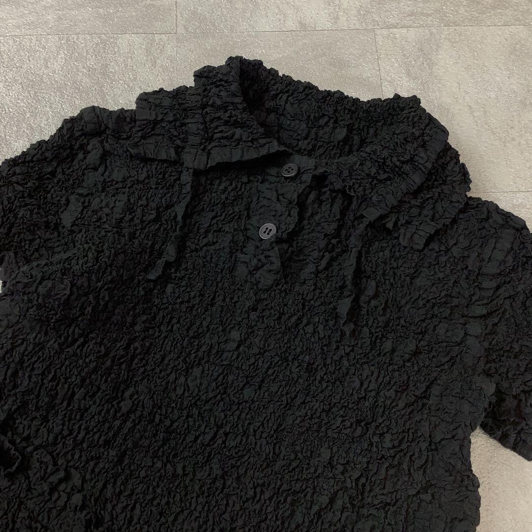 美品 me ISSAY MIYAKE リンクル カットソー 半袖 ブラック