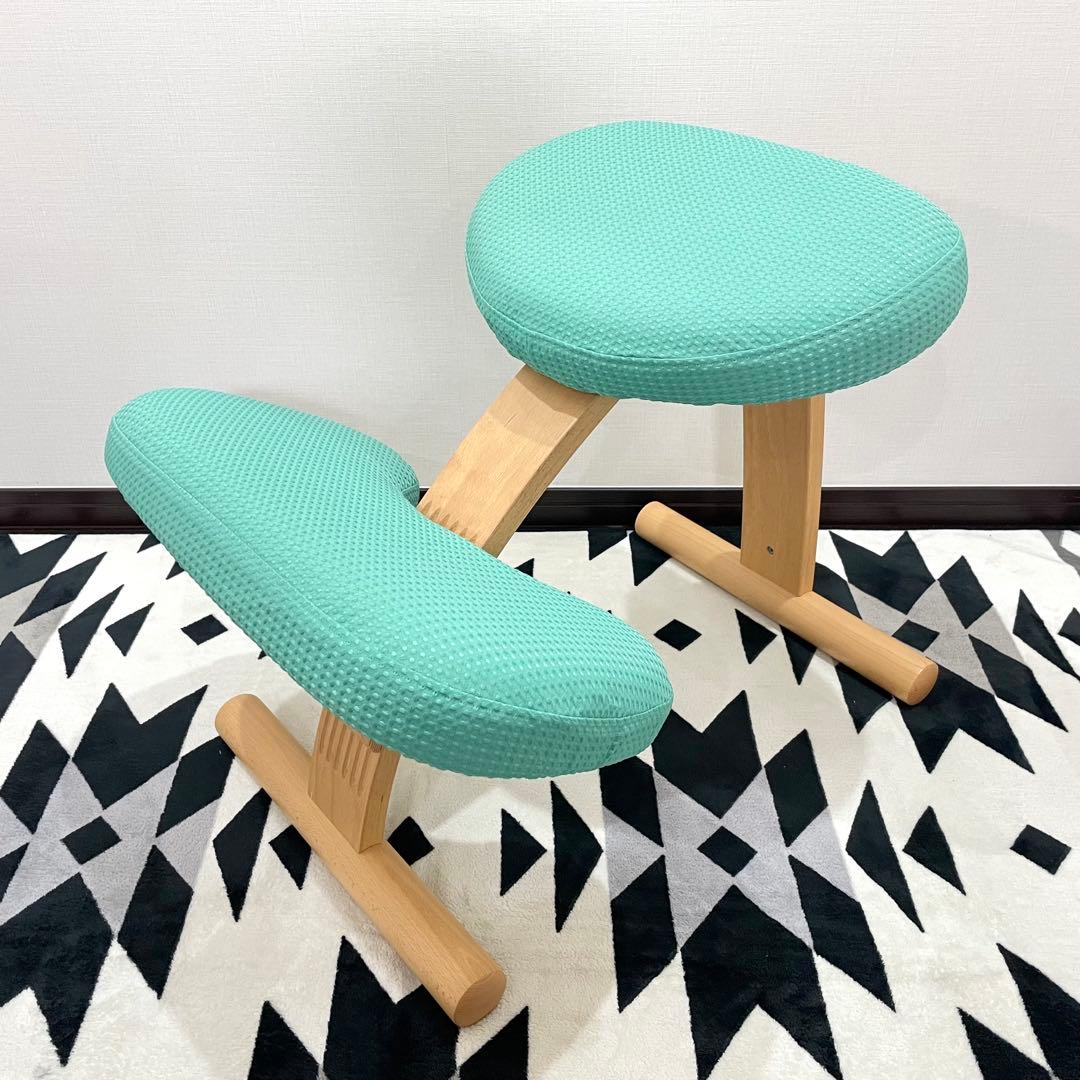 バランスラボ バランスチェア バランスイージー ライトグリーン 中古品 緑カバー