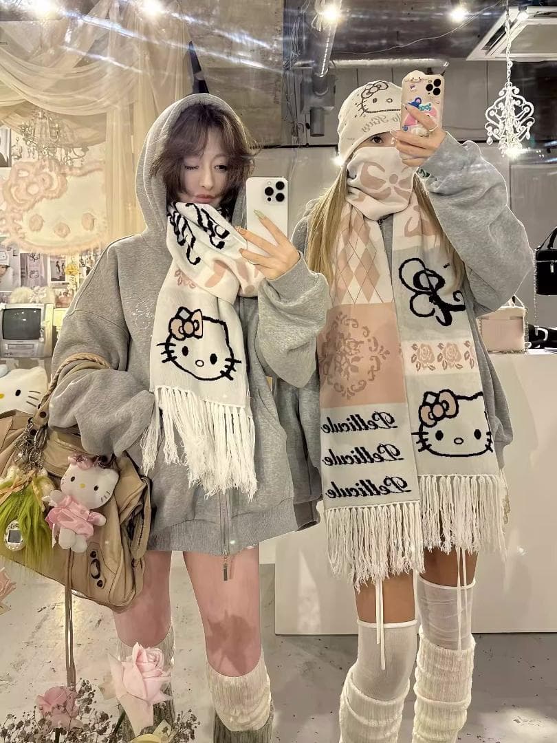 新品 PELLICULE HELLOKITTY hug knit muffler