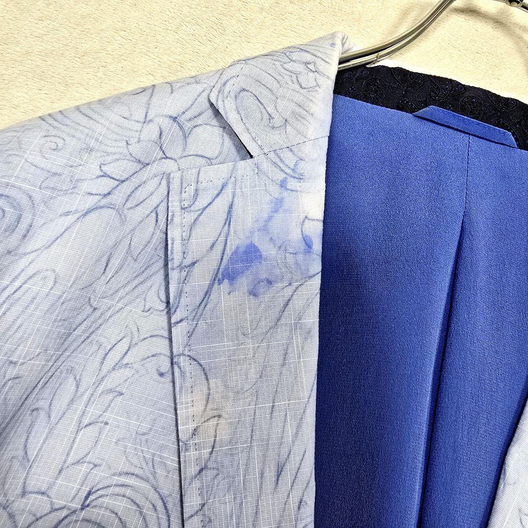 希少XL ETRO エトロ テーラードジャケット ブレザー 総柄 花柄 水色