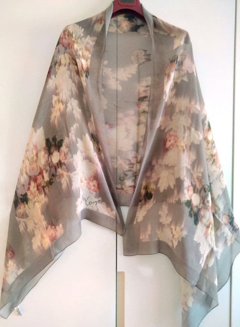 未使用品／高田賢三／KENZO スカーフストール／イタリー製シルク／ビンテージ