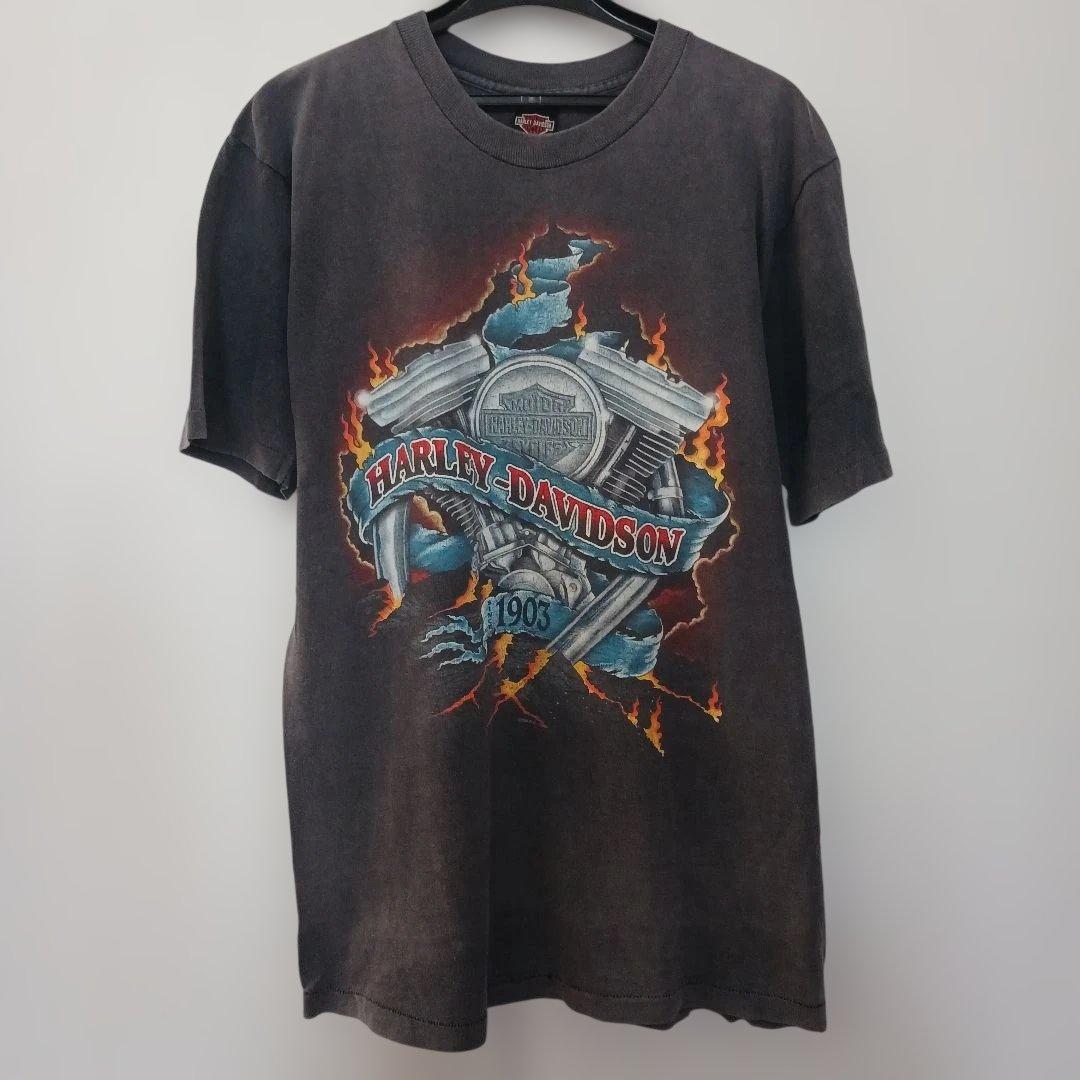 古着 90s HARLEY-DAVIDSON ハーレーダビッドソン M 黒系