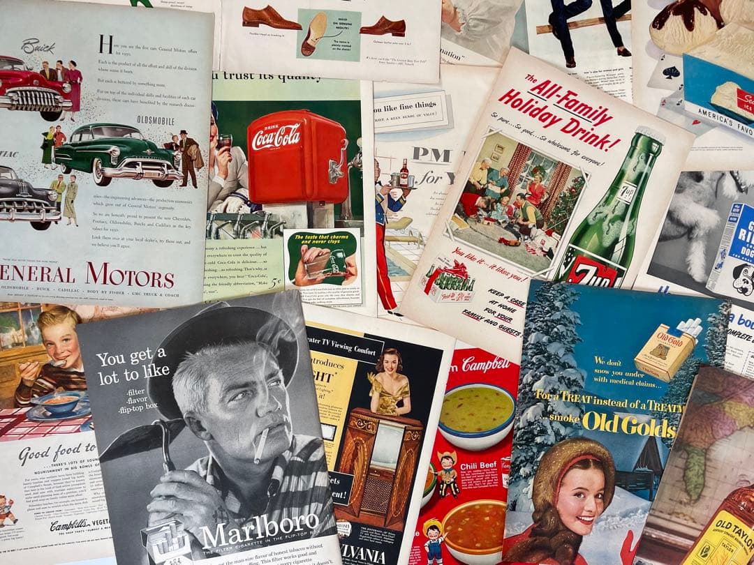 まとめて170枚◆ビンテージ、雑誌広告（1950～食品・他＜LIFE誌・ライフ誌