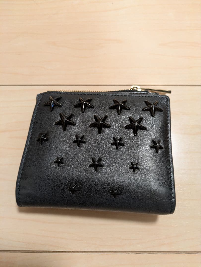 JIMMY CHOO ブラック レザー 二つ折り財布