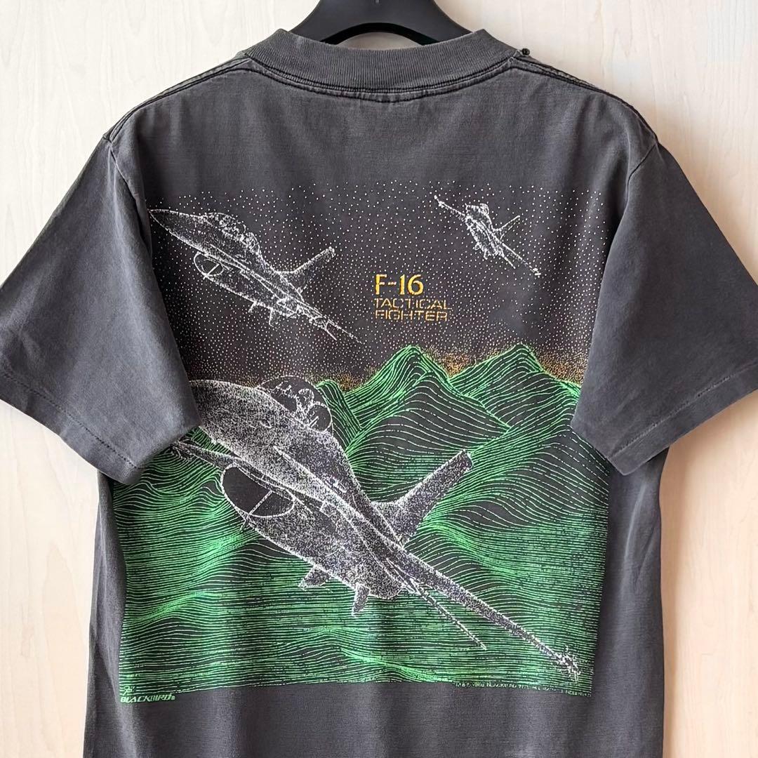 80s 90s USA製古着ヴィンテージ　Tシャツ　ボロ　F-16 戦闘機　両面