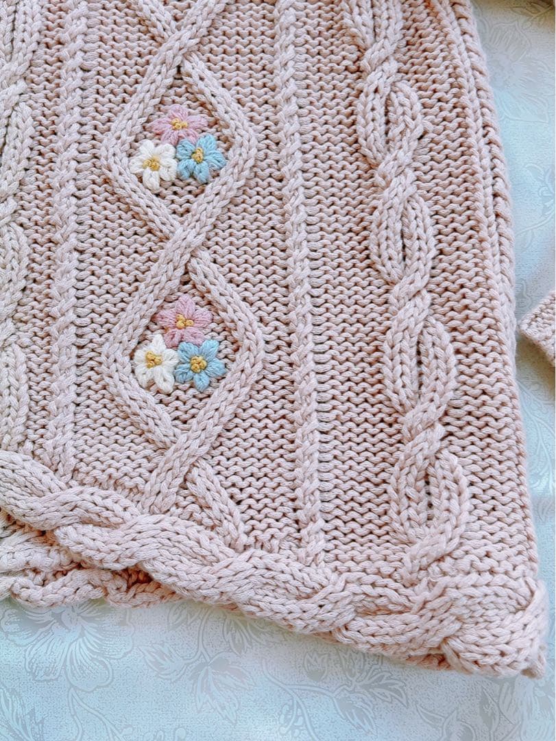 ピンクハウス❤️【美品】お花刺繍の編み込みがかわいいニットカーディガン❤️