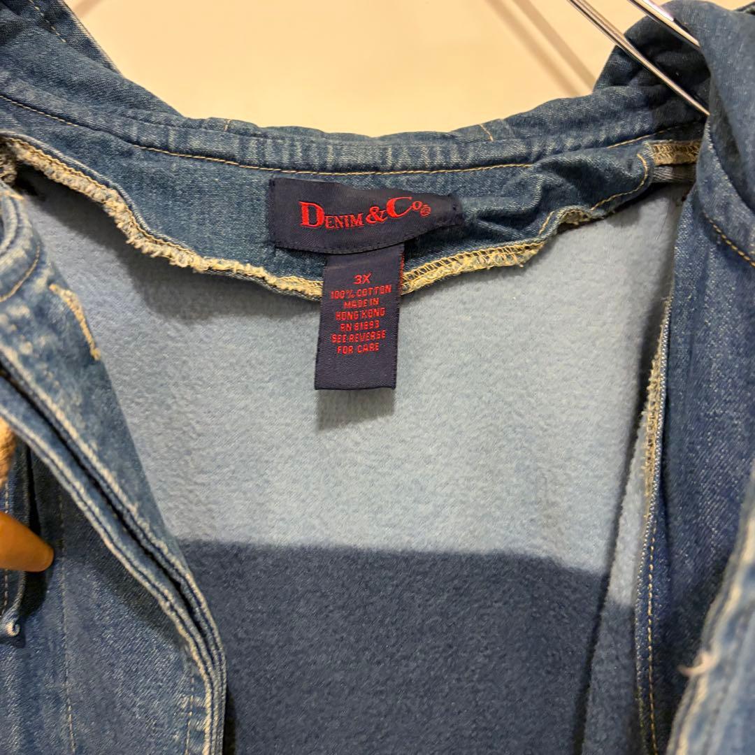 90s DENIM&coライナー付き デニム ダッフルコート 3XLサイズ