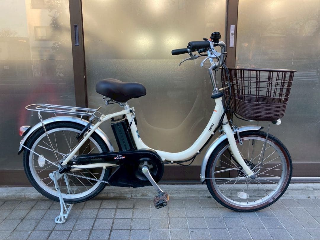 中古電動自転車 ヤマハ pasシオン 20インチ アイボリー 横浜 №3736