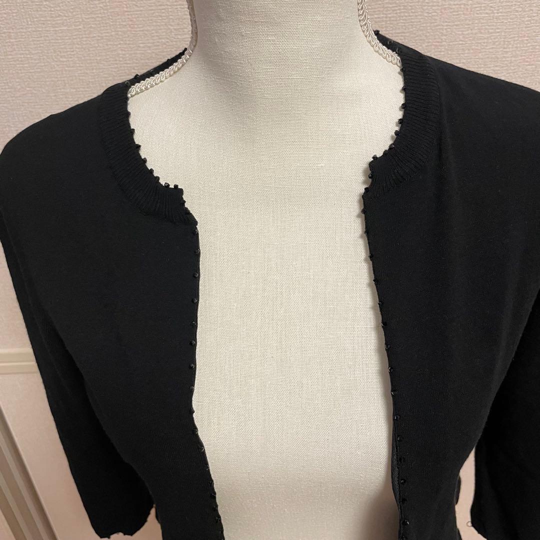 美品 FOXEY BOUTIQUE フォクシー カーディガン 黒 40 ビーズ