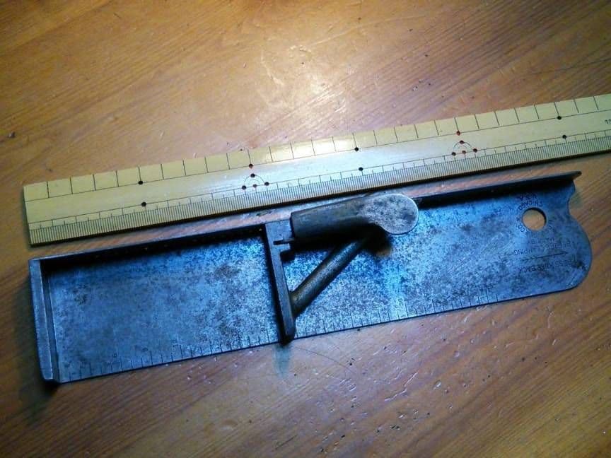 【1045】アメリカ製錬鉄のステッキ中尺25cmヴィンテージ＋活字2品