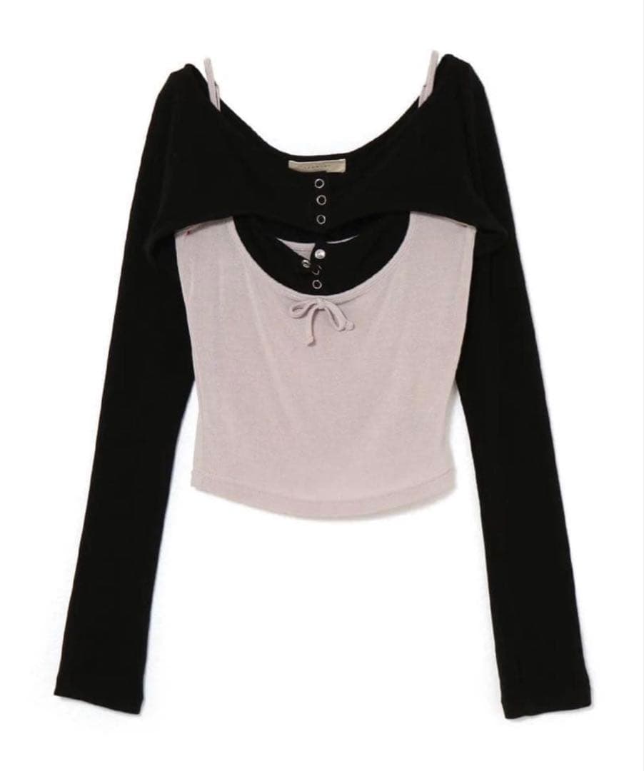 トップス andmary Hana layered set black