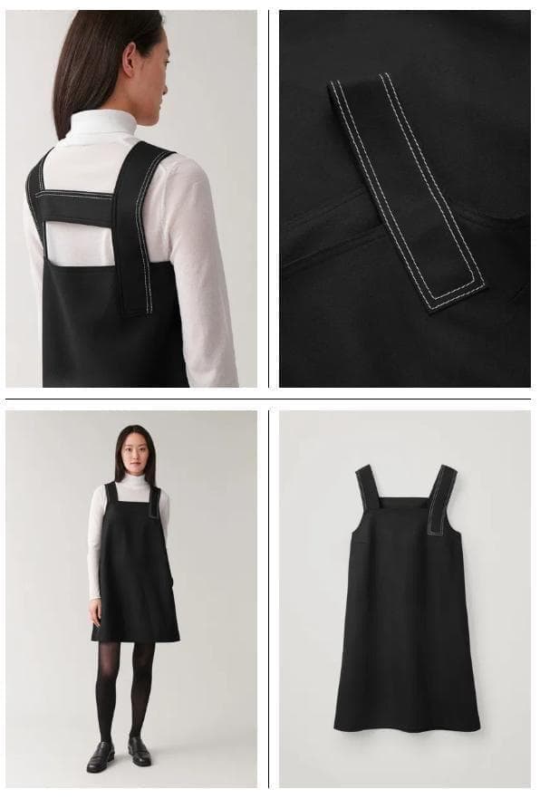 定価16000円 【COS】 ウールカシミヤ ステッチストラップドレス　Lサイズ
