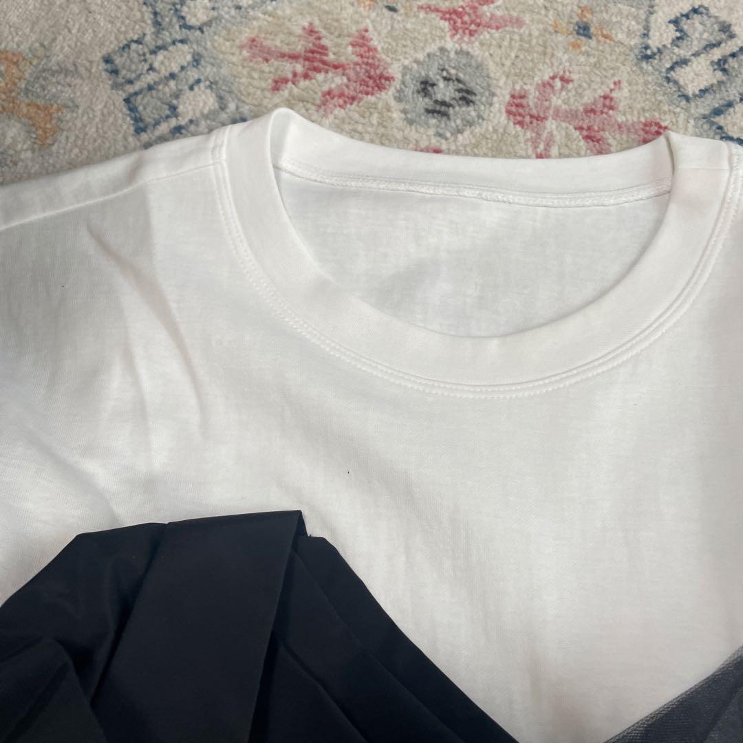 Maison Special レイヤードデザイン Tシャツ ホワイト/ブラック