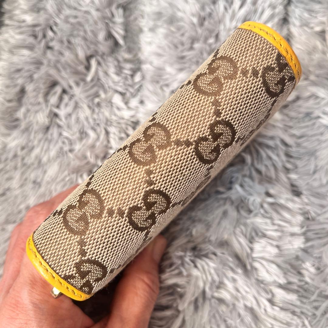 良品✨GUCCI GGキャンバス 折り財布　イエロー　メンズ　レディース