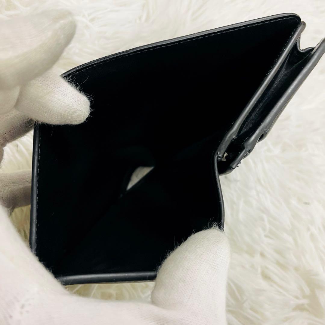 極美✨付属完備✨CELINE 二つ折り財布 トリオンフ シルバー金具 ブラック