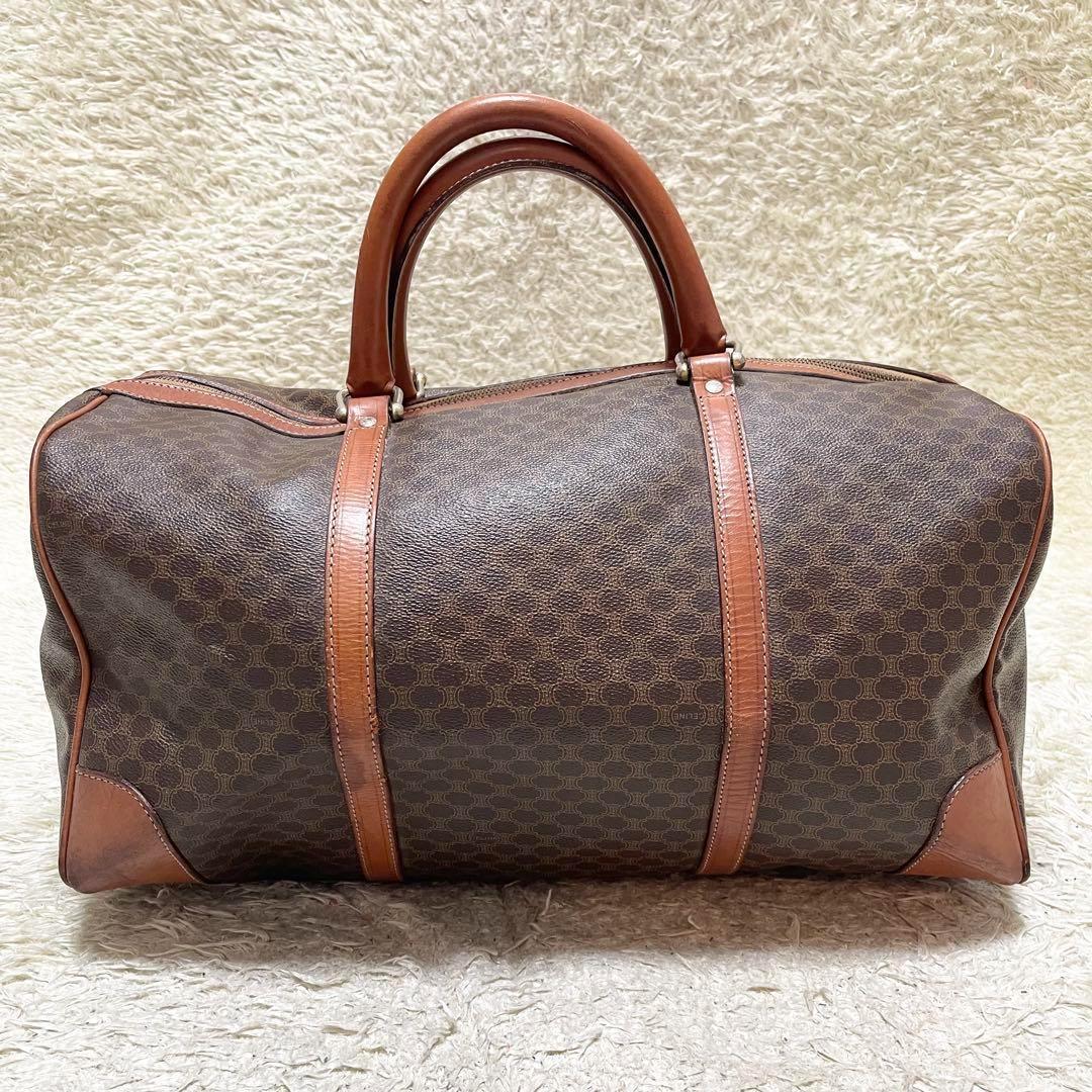 【特大容量】セリーヌ　ボストンバッグ　マカダム　レザー　ゴールド金具 トリオンフ