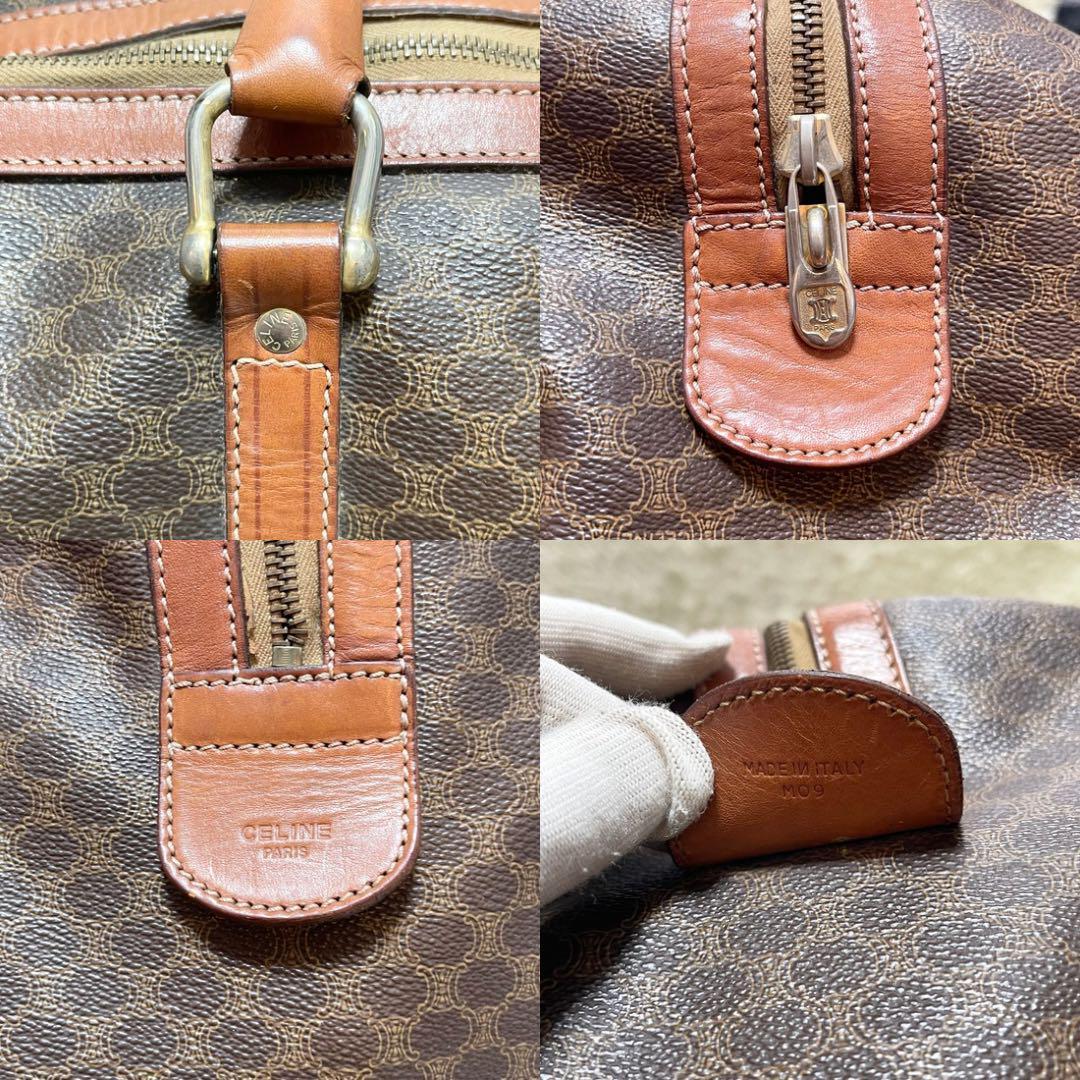 【特大容量】セリーヌ　ボストンバッグ　マカダム　レザー　ゴールド金具 トリオンフ