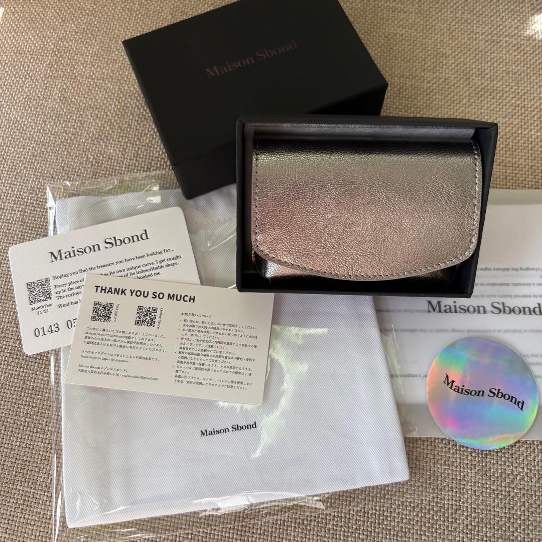 新品 Maison Sbond Amy l 三つ折り財布 シルバー