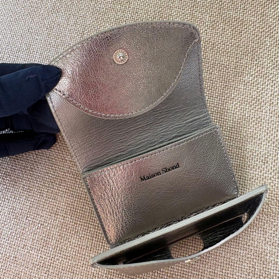 新品 Maison Sbond Amy l 三つ折り財布 シルバー