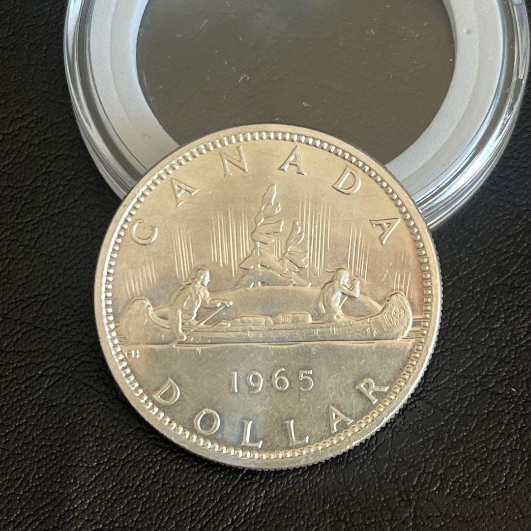 1965年 カナダ 1ドル  エリザベス2世 本物保証 銀貨
