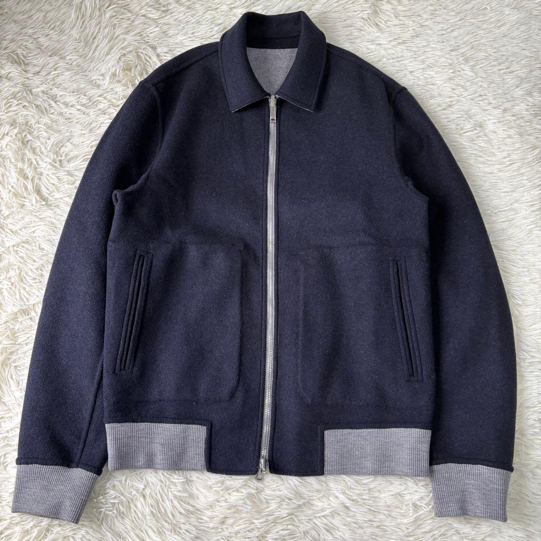 美品 Theory ウールカシミヤリバーシブルブルゾン ジャケット グレー 紺