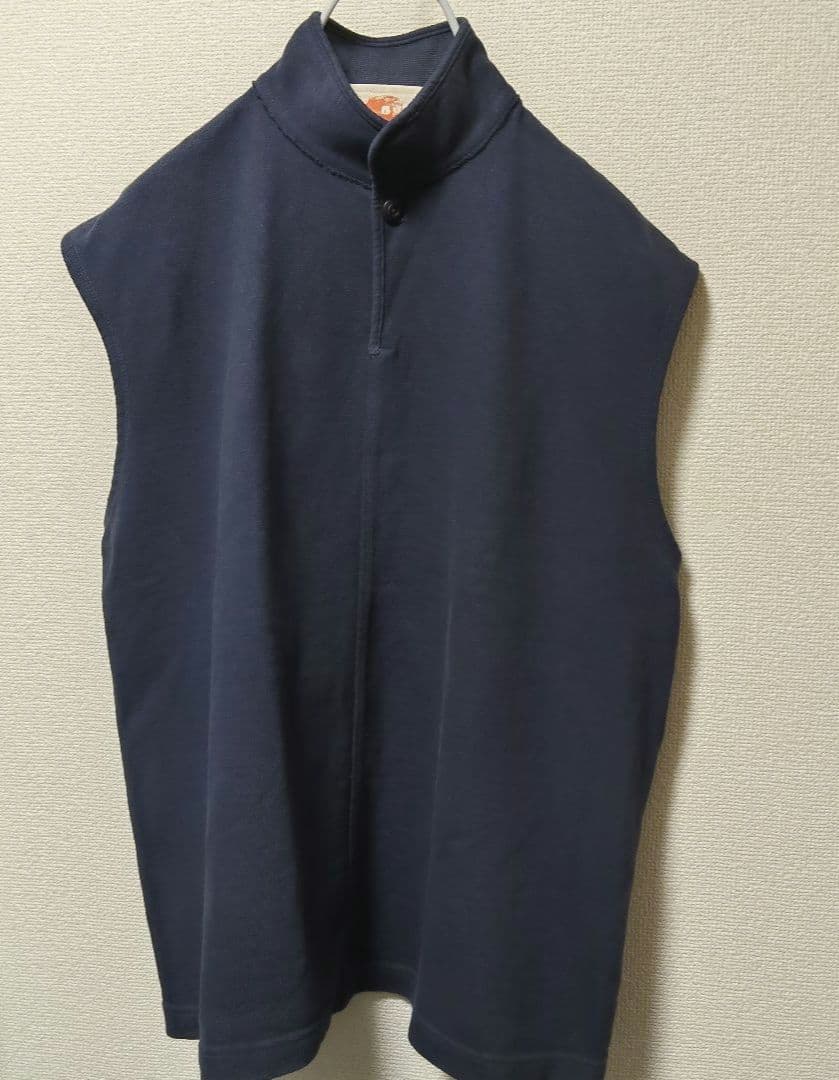 美品 45rpm スウェット ベスト スタンドカラー 紺 5 XL ノースリーブ