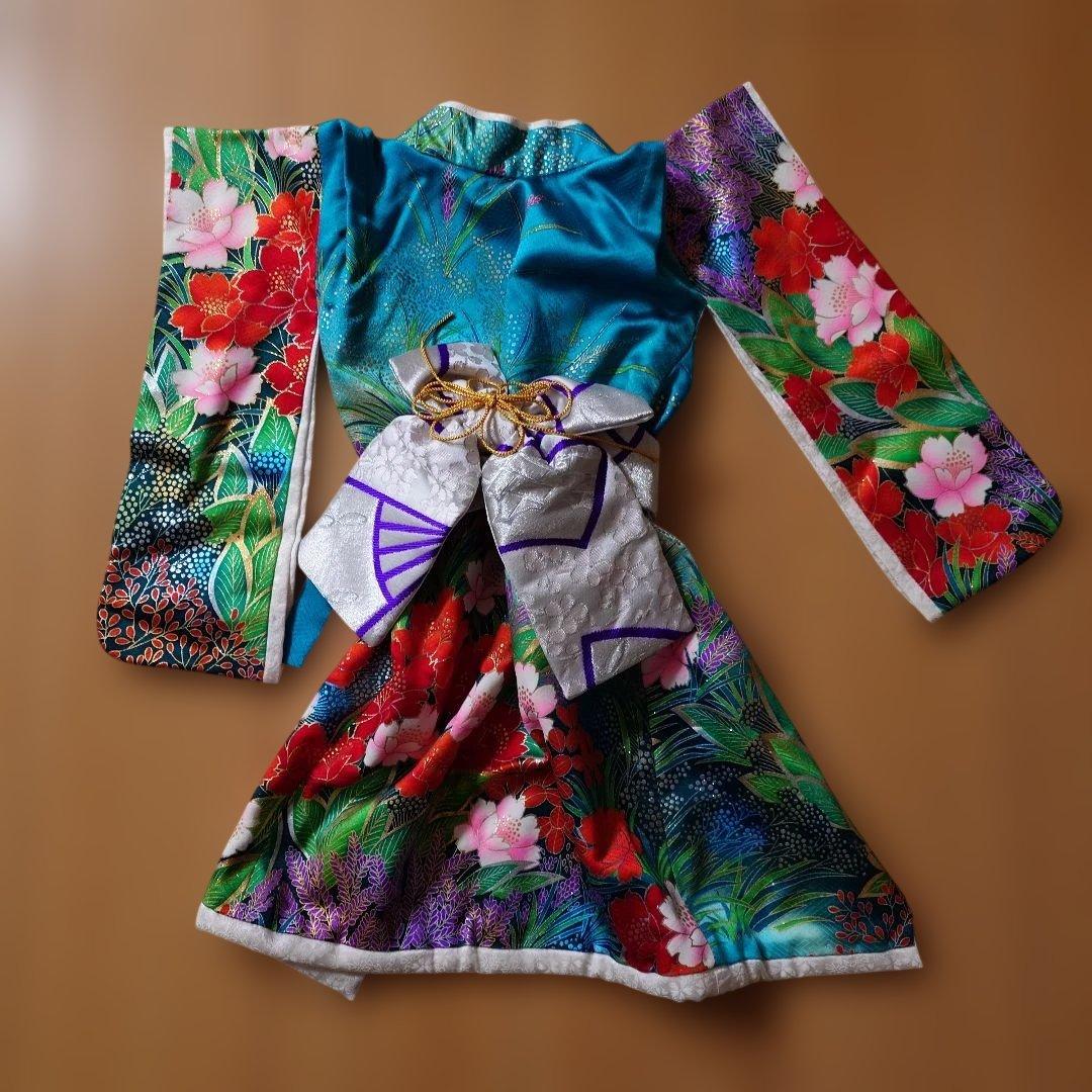 犬用 大振袖 花柄 和服