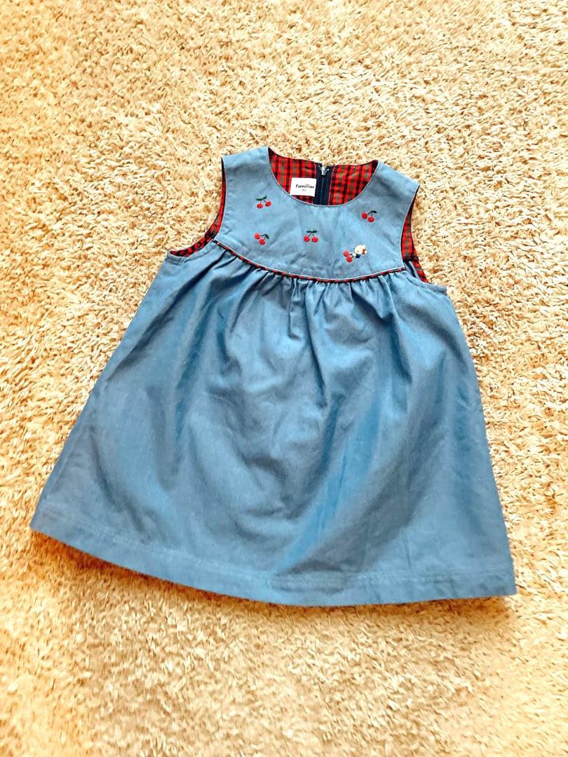 【美品！現行品】familiar ワンピース　ファミリアチェック　フリルロンT