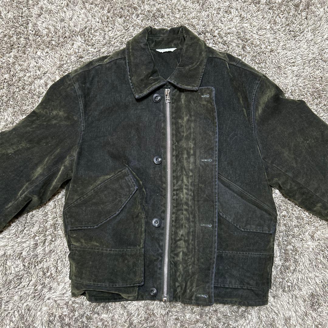[完売品] ZARA ベロアツイルジャケット ダークグリーン S