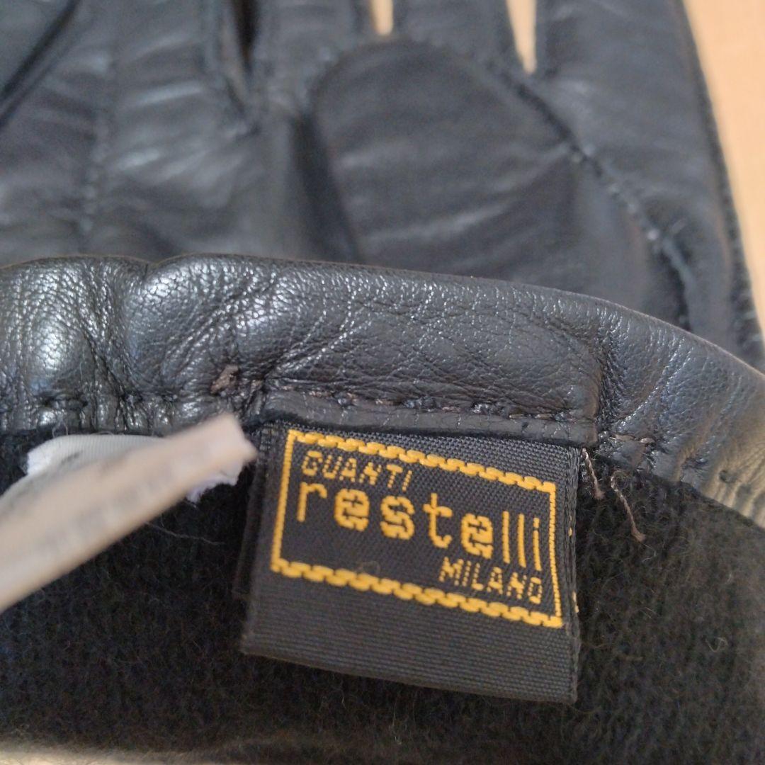 イタリア製restelli ラムレザー手袋 100%カシミヤ裏地