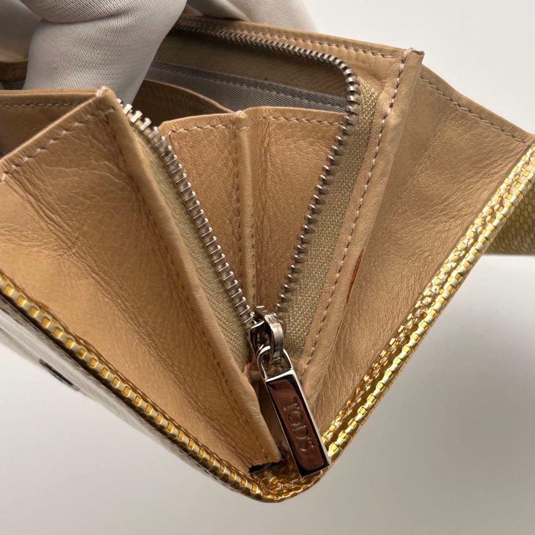 TOD'S ゴールド メッシュ二つ折り財布 トッズ 折り財布